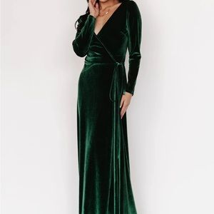 Baltic Born Esmeralda Velvet Wrap Maxi Dress Emerald